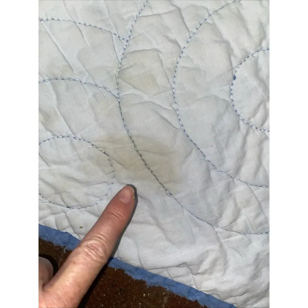 Vintage Hand Sewn Quilt LONE STAR 74”x 72” Square Flaws See Pics & Read On